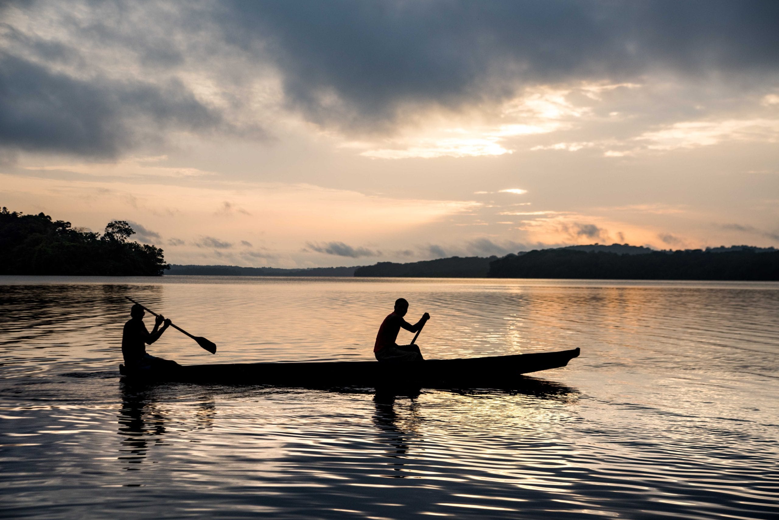 Fishers on Lake Oguemoué (photo credit Roshni Lodhia)